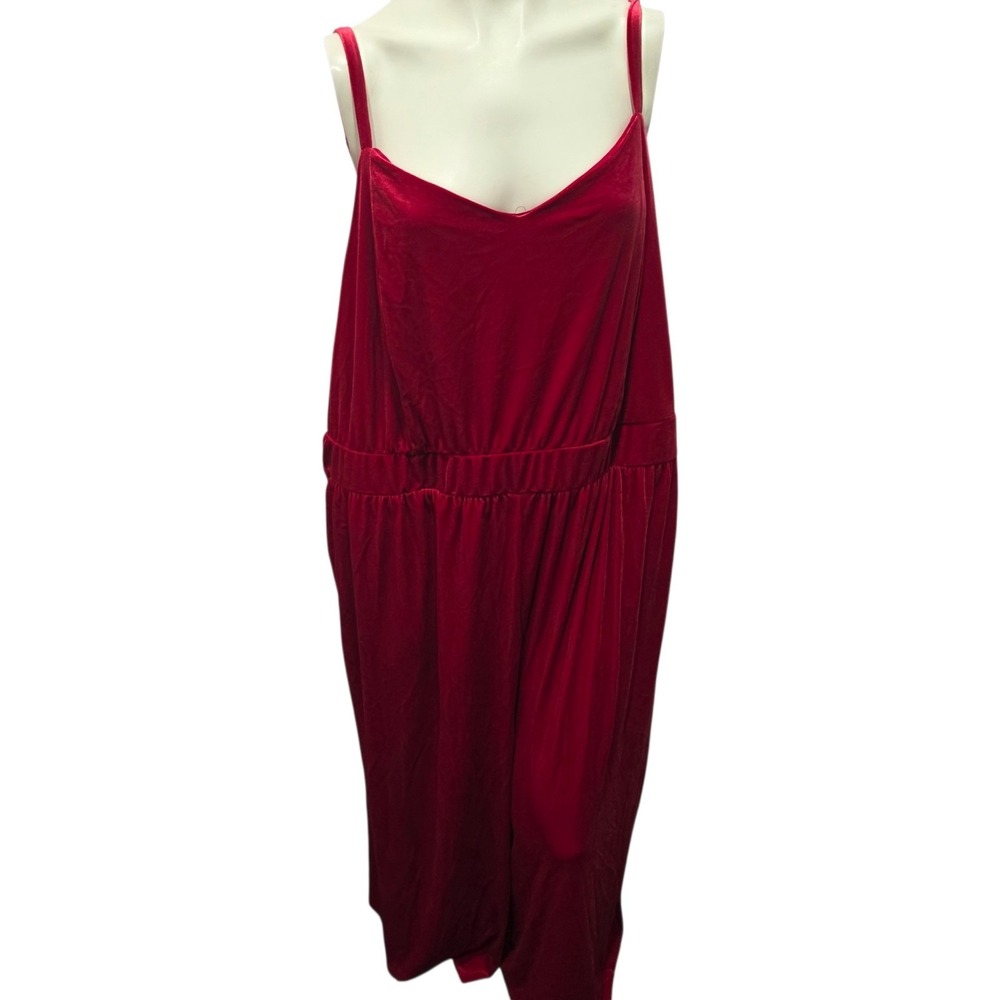 Torrid Red Velvet Cowl Neck Jumpsuit Plus Size 4 Wide Leg Holiday Party Glam